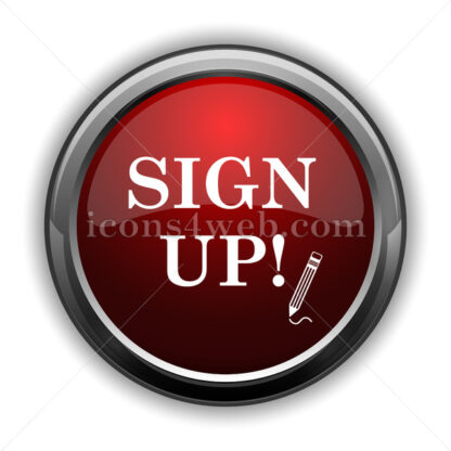 Sign up icon. Red glossy web icon with shadow - Icons for website