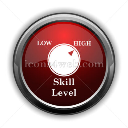 Skill level icon. Red glossy web icon with shadow - Icons for website