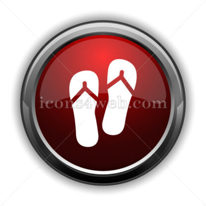Slippers icon. Red glossy web icon with shadow - Website icons