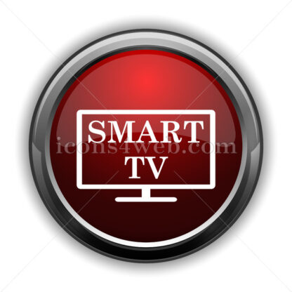 Smart tv icon. Red glossy web icon with shadow - Icons for website