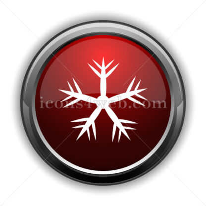 Snowflake icon. Red glossy web icon with shadow - Icons for website