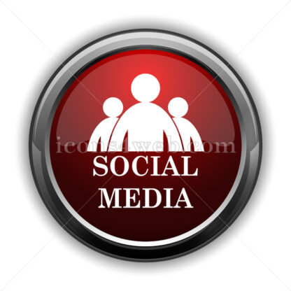Social media icon. Red glossy web icon with shadow - Icons for website