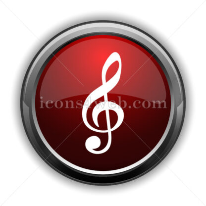 Sol key music symbol icon. Red glossy web icon with shadow - Icons for website