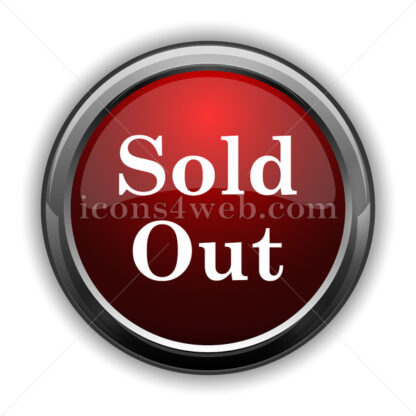 Sold out icon. Red glossy web icon with shadow - Icons for website