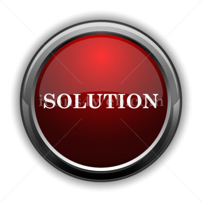Solution icon. Red glossy web icon with shadow - Icons for website