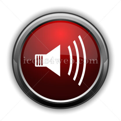 Speaker icon. Red glossy web icon with shadow - Icons for website