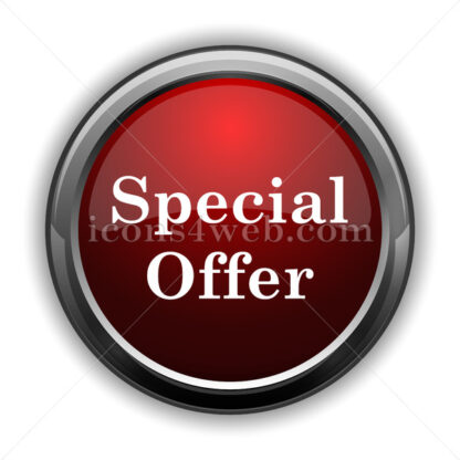 Special offer icon. Red glossy web icon with shadow - Icons for website