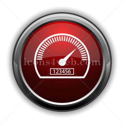 Speedometer icon. Red glossy web icon with shadow - Icons for website