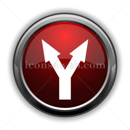 Split arrow icon. Red glossy web icon with shadow - Website icons