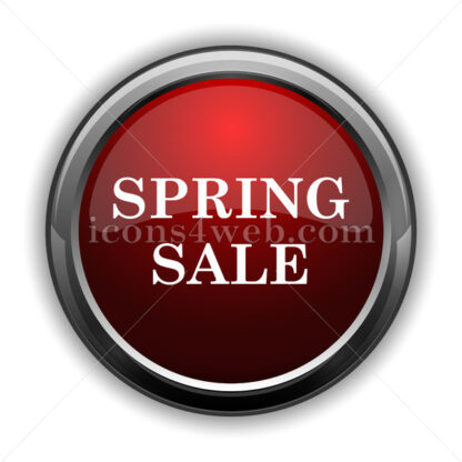 Spring sale icon. Red glossy web icon with shadow - Icons for website