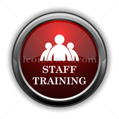 Staff training icon. Red glossy web icon with shadow - Website icons