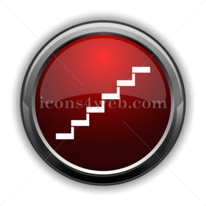 Stairs icon. Red glossy web icon with shadow - Icons for website