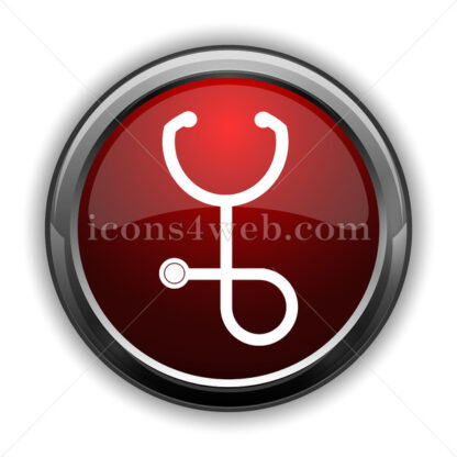 Stethoscope icon. Red glossy web icon with shadow - Icons for website