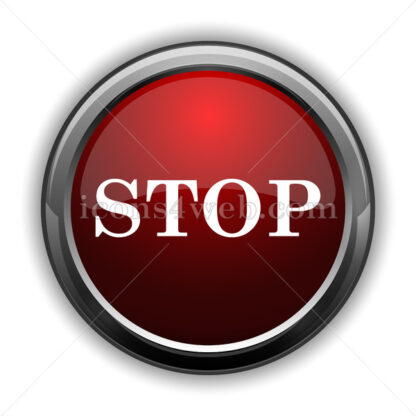 Stop icon. Red glossy web icon with shadow - Icons for website
