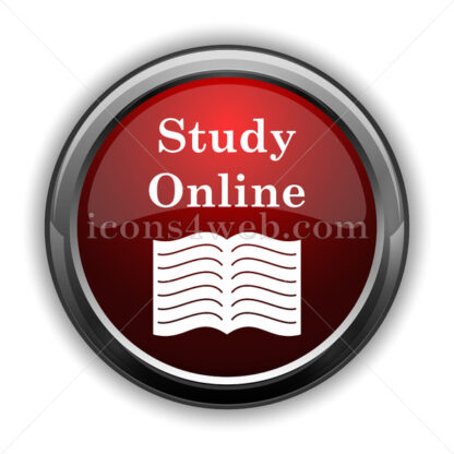 Study online icon. Red glossy web icon with shadow - Icons for website