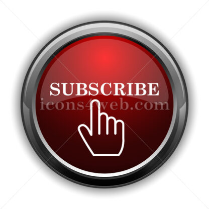 Subscribe icon. Red glossy web icon with shadow - Icons for website