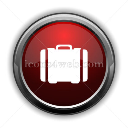 Suitcase icon. Red glossy web icon with shadow - Icons for website