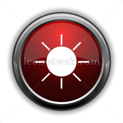 Sun icon. Red glossy web icon with shadow - Icons for website