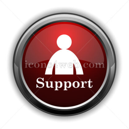 Support icon. Red glossy web icon with shadow - Website icons