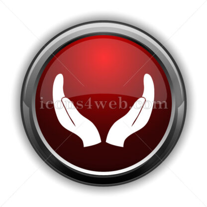 Supporting hands icon. Red glossy web icon with shadow - Website icons