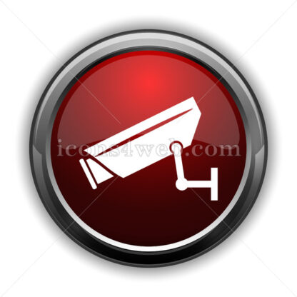 Surveillance camera icon. Red glossy web icon with shadow - Icons for website