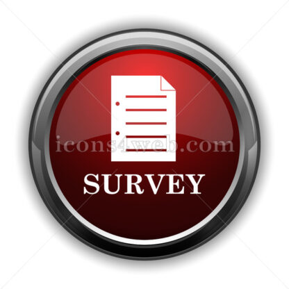 Survey icon. Red glossy web icon with shadow - Icons for website