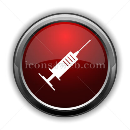 Syringe icon. Red glossy web icon with shadow - Icons for website