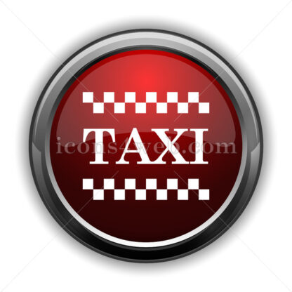Taxi icon. Red glossy web icon with shadow - Icons for website