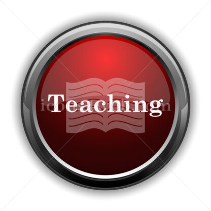 Teaching icon. Red glossy web icon with shadow - Icons for website