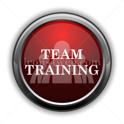 Team training icon. Red glossy web icon with shadow - Website icons