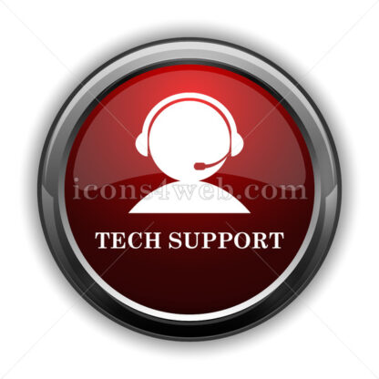 Tech support icon. Red glossy web icon with shadow - Icons for website
