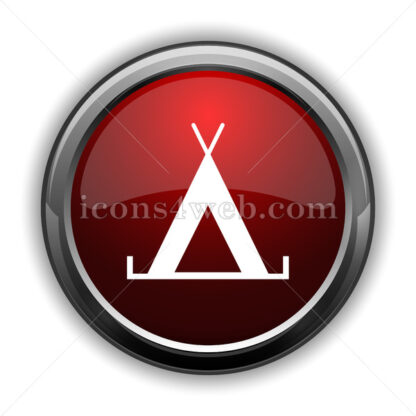 Tent icon. Red glossy web icon with shadow - Icons for website