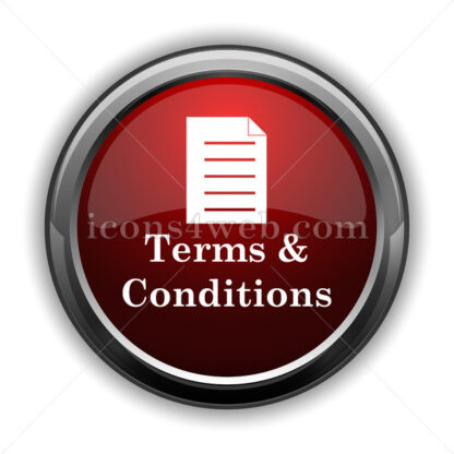 Terms and conditions icon. Red glossy icon with shadow - Icons for website