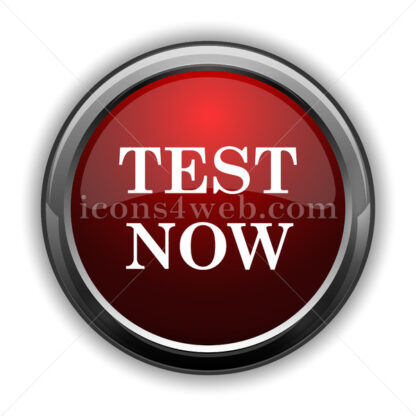 Test now icon. Red glossy web icon with shadow - Icons for website