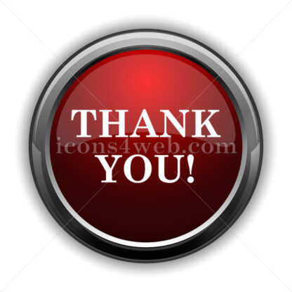 Thank you icon. Red glossy web icon with shadow - Icons for website