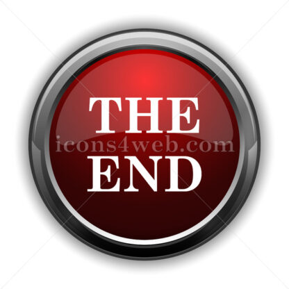 The End icon. Red glossy web icon with shadow - Icons for website