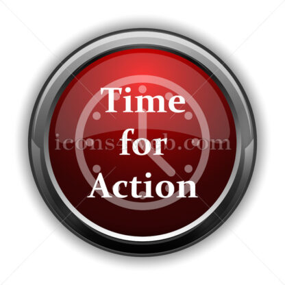 Time for action icon. Red glossy web icon with shadow - Icons for website