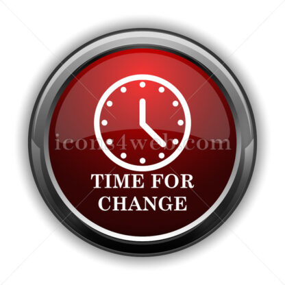 Time for change icon. Red glossy web icon with shadow - Icons for website