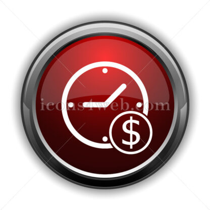 Time is money icon. Red glossy web icon with shadow - Icons for website