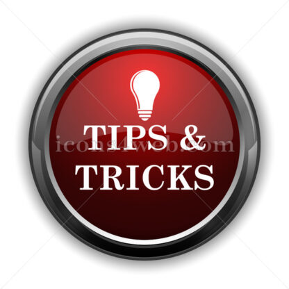 Tips and tricks icon. Red glossy web icon with shadow - Icons for website