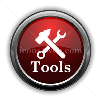 Tools icon. Red glossy web icon with shadow - Icons for website