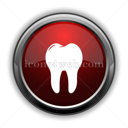 Tooth icon. Red glossy web icon with shadow - Icons for website