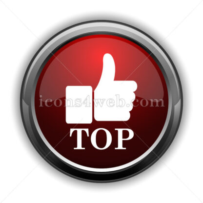 Top icon. Red glossy web icon with shadow - Icons for website