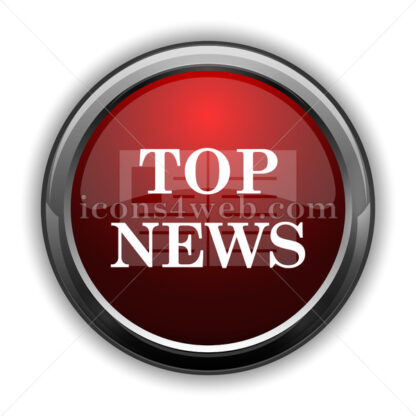 Top news icon. Red glossy web icon with shadow - Icons for website