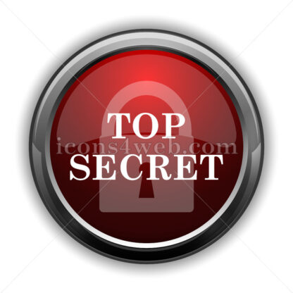 Top secret icon. Red glossy web icon with shadow - Icons for website