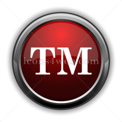 Trade mark icon. Red glossy web icon with shadow - Icons for website