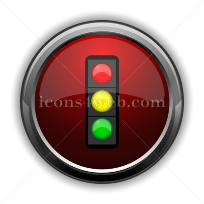 Traffic light icon. Red glossy web icon with shadow - Icons for website