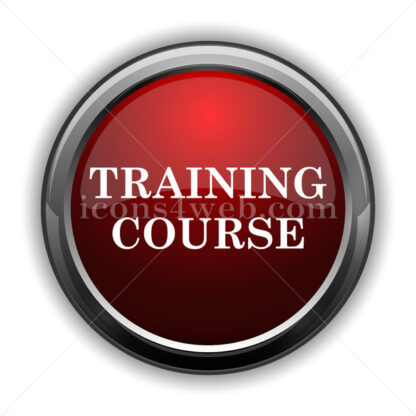 Training course icon. Red glossy web icon with shadow - Website icons