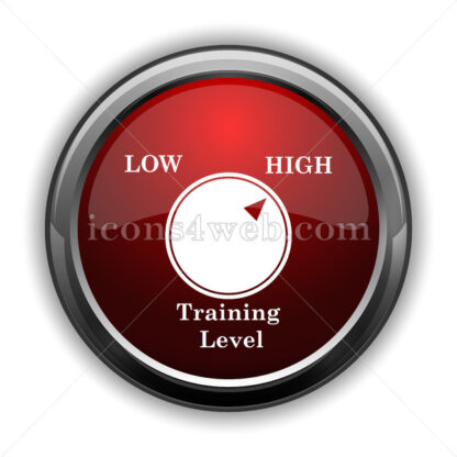 Training level icon. Red glossy web icon with shadow - Icons for website
