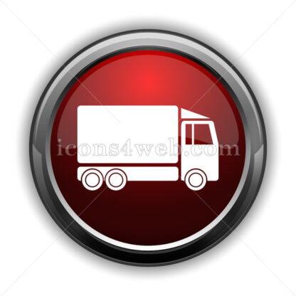 Truck icon. Red glossy web icon with shadow - Icons for website